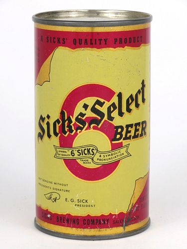 1946 Sicks' Select Beer 12oz  OI-756 Flat Top Salem, Oregon