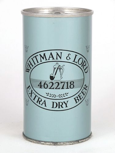 1964 Whitman & Lord Extra Dry Beer 12oz  T134-26 Zip Top Shenandoah, Pennsylvania