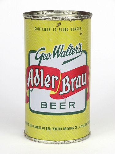 1957 Adler Brau Beer 12oz  29-22 Flat Top Appleton, Wisconsin
