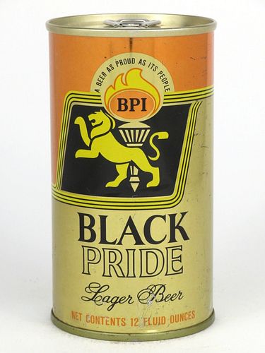 1969 Black Pride Lager Beer 12oz  T43-02 Ring Top West Bend, Wisconsin