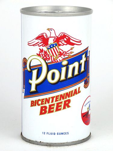 1975 Point Bicentennial Beer 12oz  T110-11 Ring Top Stevens Point, Wisconsin