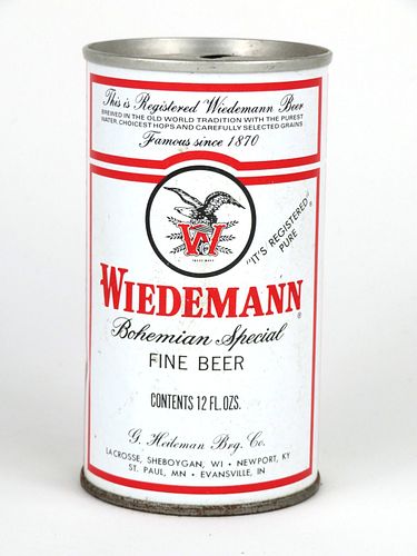 1972 Wiedemann Bohemian Special Beer 12oz  T134-35 Ring Top Lacrosse, Wisconsin