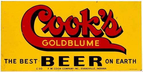 1945 Cook's Goldblume Beer tin  Evansville, Indiana