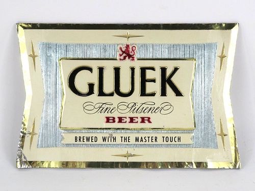 1972 Gluek Fine Pilsener Beer Foil over Cardboard  Minneapolis, Minnesota