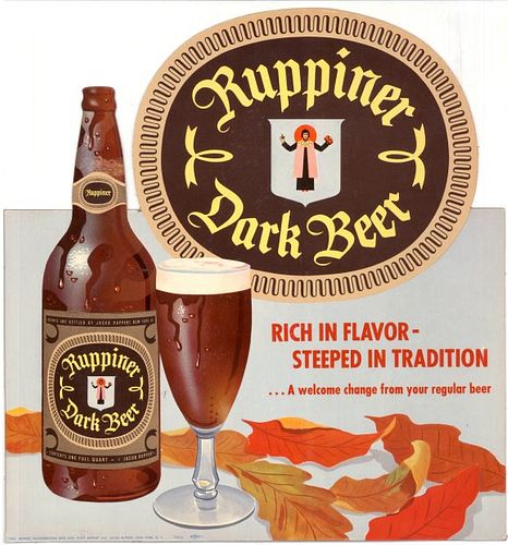 1953 Ruppiner Dark Beer die cut easel back  New York, New York
