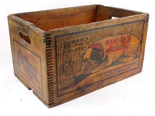 1934 Hanley's Peerless Ale Wooden Crate Providence, Rhode Island