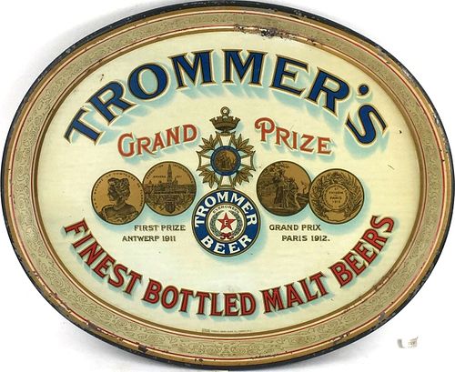 1913 Trommer's Malt Beers 12½ x 15½ inch oval serving tray New York, New York