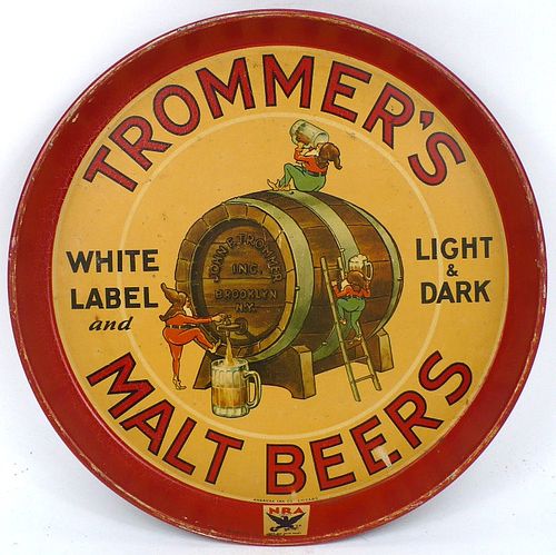 1935 Trommer's Malt Beers 12 inch tray  Brooklyn, New York