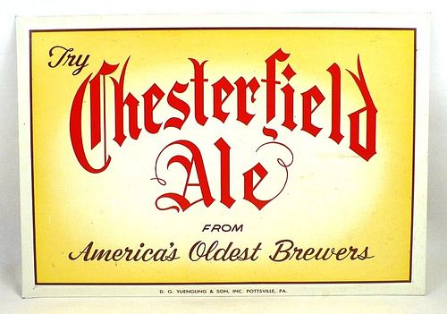 1960 Chesterfield Ale 9x13 inch TOC Yuengling, Pottsville, Pennsylvania