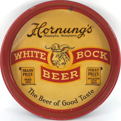 1935 Hornung's White Bock Beer 13 inch tray  Philadelphia, Pennsylvania