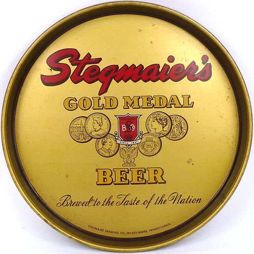 1949 Stegmaier's Gold Medal Beer 12 inch tray  Wilkes-Barre, Pennsylvania
