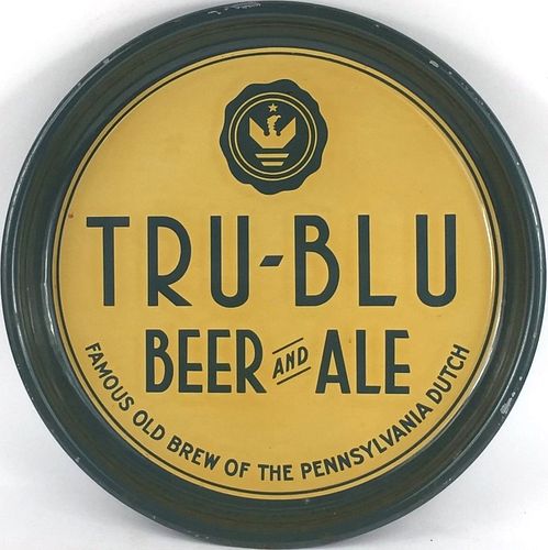 1934 Tru-Blu Beer and Ale (green) 12 inch tray  Northampton, Pennsylvania