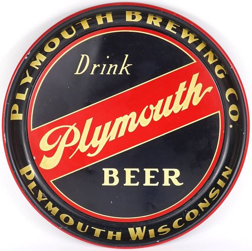 1933 Plymouth Beer 13 inch tray  Plymouth, Wisconsin