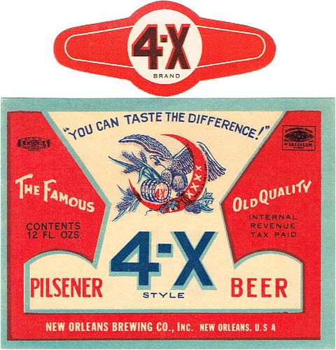 1941 4-X Beer 12oz  ES43-05 New Orleans, Louisiana
