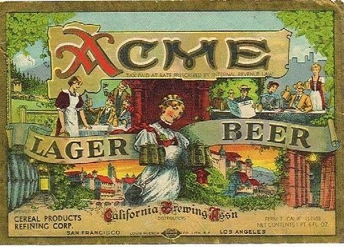 1933 Acme Lager Beer 24oz  WS34-09 San Francisco, California