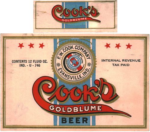 1935 Cook's Goldblume Beer 12oz  CS10-08 Evansville, Indiana