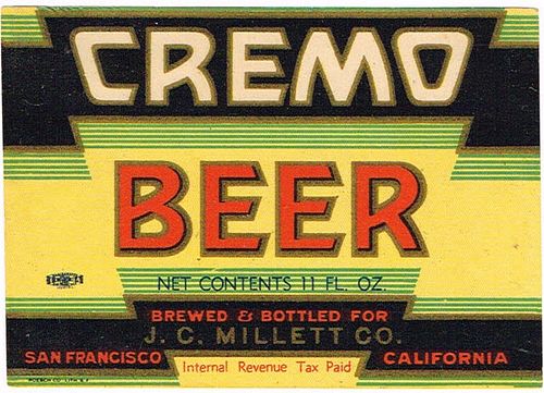 1939 Cremo Beer 11oz  WS54-07V Santa Rosa, California