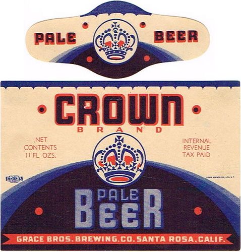 1939 Crown Pale Beer 11oz  WS54-06 Santa Rosa, California
