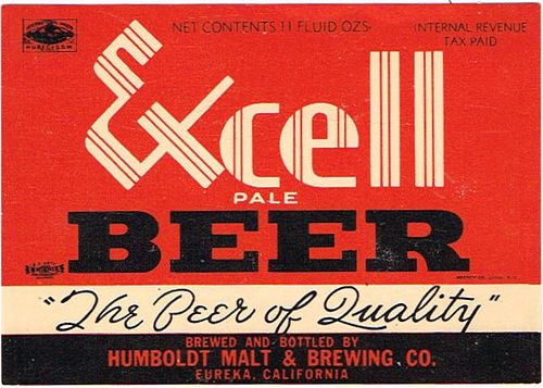 1938 Excell Pale Beer 11oz  WS6-06 Eureka, California