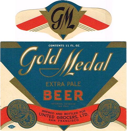 1934 Gold Medal Beer 11oz  WS54-19 Santa Rosa, California