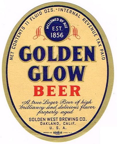 1940 Golden Glow Beer 11oz  WS25-05 Oakland, California
