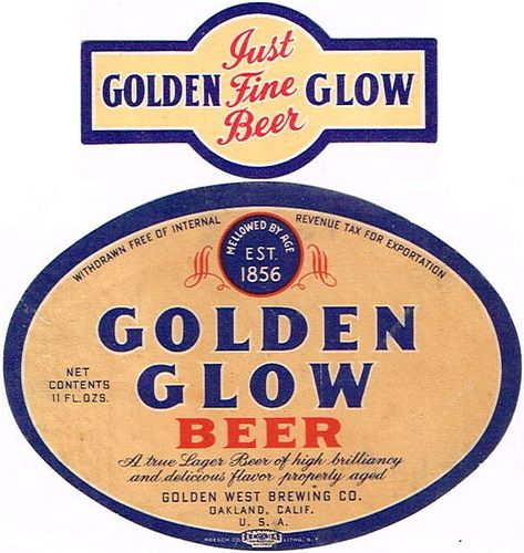 1940 Golden Glow Beer 11oz  WS25-06 Oakland, California