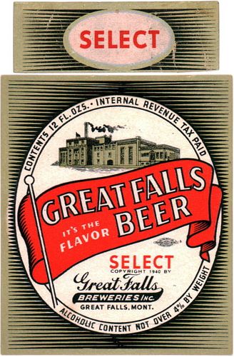 1942 Great Falls Beer 12oz  WS77-14V Great Falls, Montana