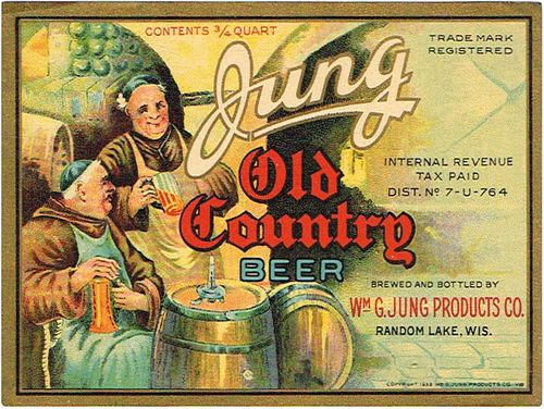 1935 Jung Old Country Beer 24oz  WI428-09 Random Lake, Wisconsin