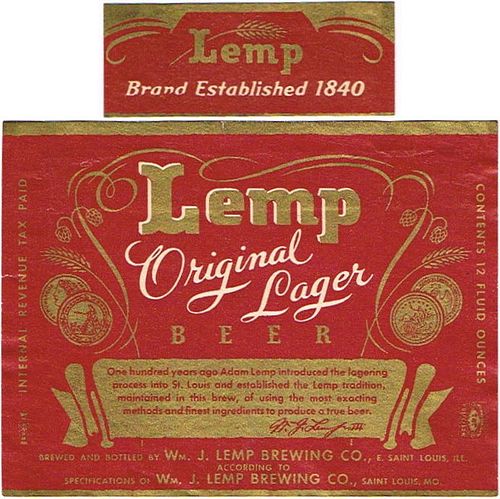 1939 Lemp Original Lager Beer 12oz  IL76-19 East Saint Louis, Illinois