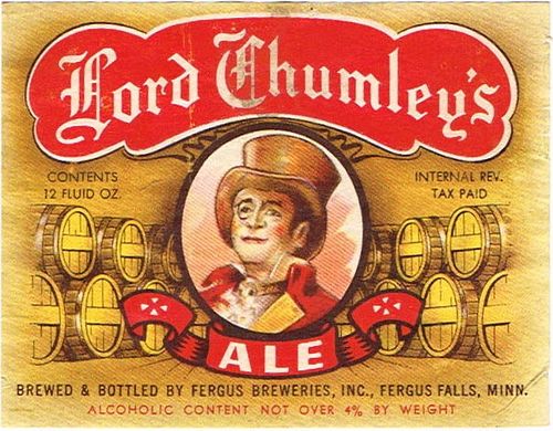 1942 Lord Chumley's Ale 12oz  CS83-09V Fergus Falls, Minnesota