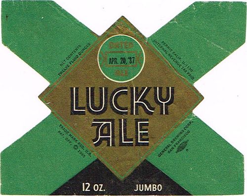 1937 Lucky Ale 12oz  WS38-01 San Francisco, California