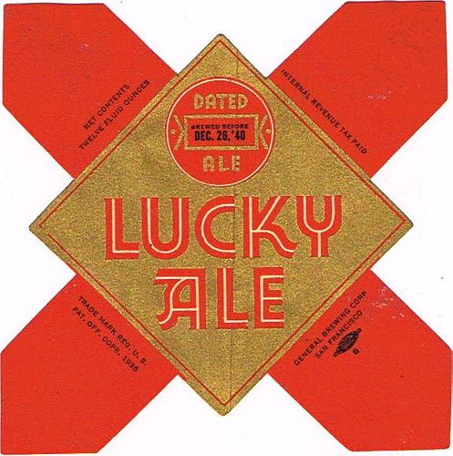 1940 Lucky Ale 12oz  WS37-24V San Francisco, California