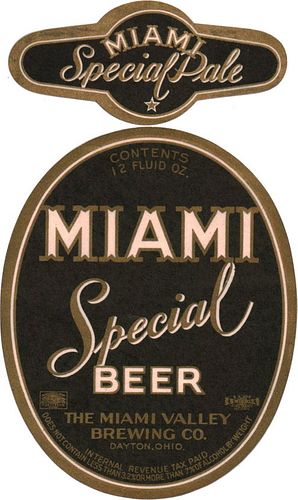 1938 Miami Special Beer 12oz  OH61-04 Dayton, Ohio