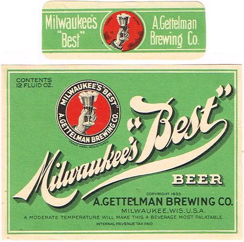 1936 Milwaukee's "Best" Beer 12oz  WI341-10 Milwaukee, Wisconsin