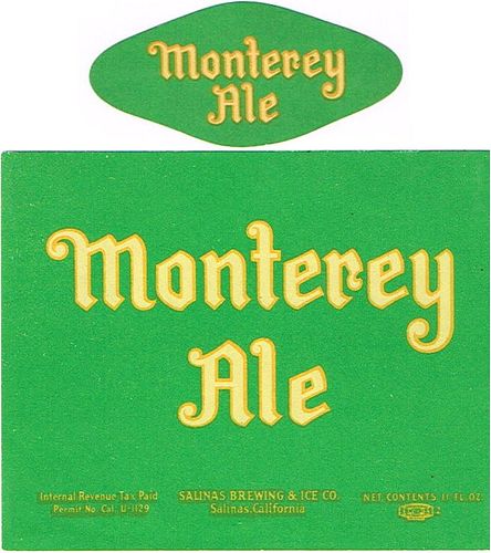 1934 Monterey Beer 11oz  WS29-24 Salinas, California