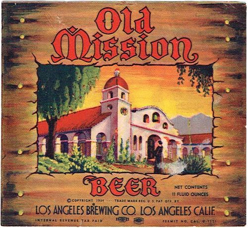 1940 Old Mission Beer 11oz  WS16-06 Los Angeles, California