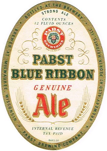 1940 Pabst Blue Ribbon Genuine Ale 12oz  WI286-106 Milwaukee, Wisconsin