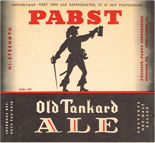 1935 Pabst Old Tankard Ale 64oz  Half Gallon  WI286-98 Milwaukee, Wisconsin