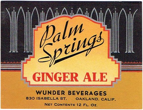 1936 Palm Springs Ginger Ale 12oz  No Ref. Oakland, California