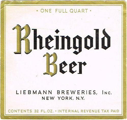 1947 Rheingold Beer 32oz  One Quart  NY58- New York (Brooklyn), New York