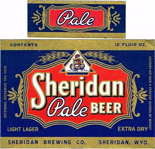 1940 Sheridan Pale Beer 12oz  WS129-13 Sheridan, Wyoming