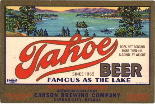 1937 Tahoe Beer 12oz  WS90-17 Carson City, Nevada