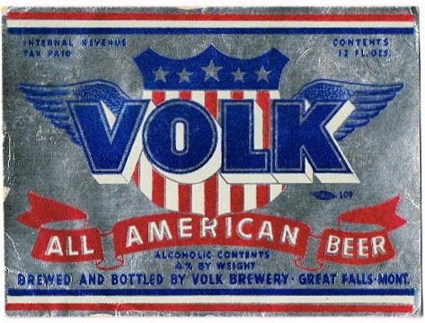 1944 Volk All American Beer 12oz  WS78-03 Great Falls, Montana