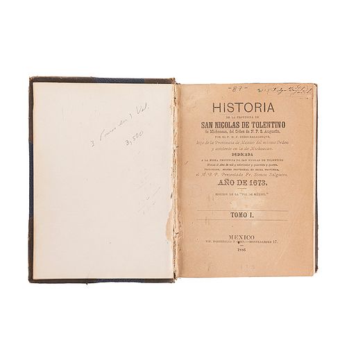 Basalenque, Diego. Historia de la Provincia de San Nicolás de Tolentino de Michoacán. México, 1886. Tomos I - III en un volumen.