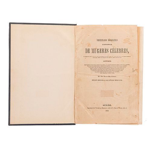 Díaz Canseco, Vicente. Diccionario Biográfico Universal de Mugeres Célebres. México, 1853.