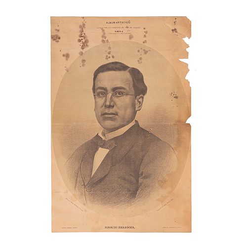 Hijo del Ahuizote. Ignacio Zaragoza. México, marzo de 1890. Litografía, 56.5 x 56.6 cm.