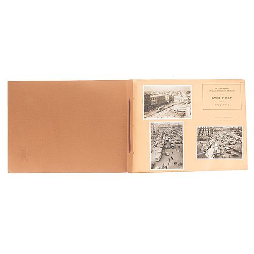 El Tránsito en la Ciudad de México Ayer y Hoy, 1922-1942. Álbum con 71 fotografías montadas en 24 hojas.
