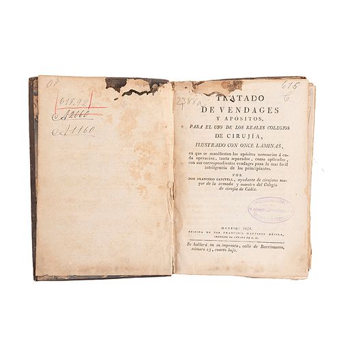 Canivell, Francisco. Tratado de los Vendages y Apósitos para el uso de los Reales Colegios de Cirugía. Madrid, 1821. 11 láminas.