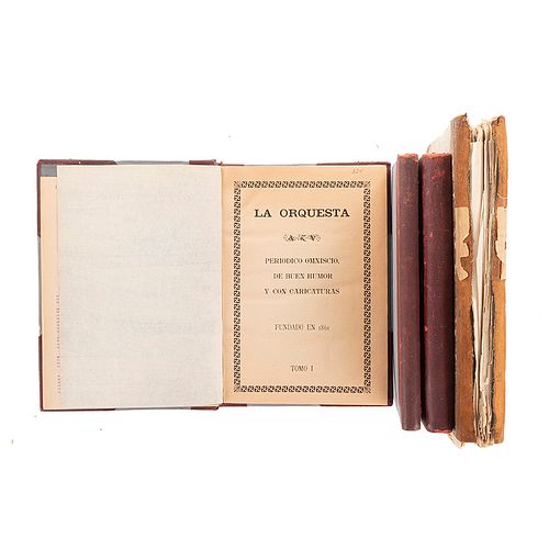Riva Palacio, Vicente - Pérez, José R. La Orquesta. México, 1867-1870  Tercera Época. Tomos I-III. 381 litografías. En 4 vols. Pzas: 4.