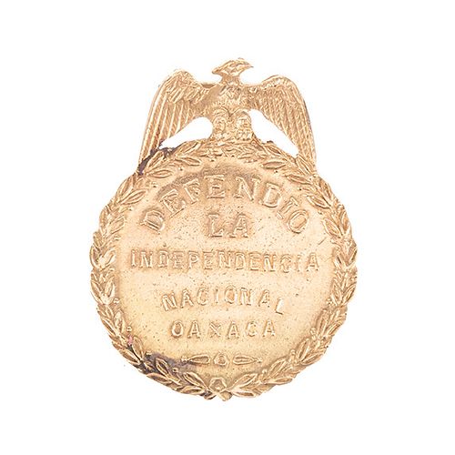 Medalla de Oaxaca. Por las Batallas de Juchitán, Miahuatlán y La Carbonera, contra el imperio de Maximiliano. En oro, 30 mm., 18.1 g.